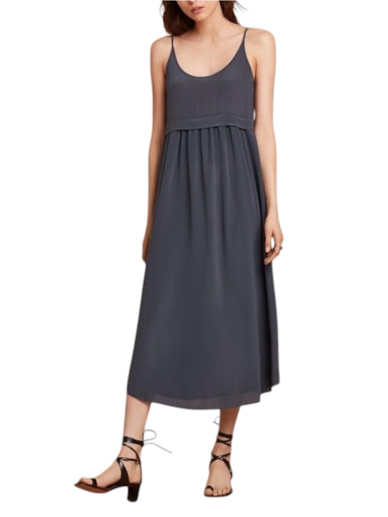 Aritzia Dresses & Skirts - Aritzia Wilfred Bisous Silk Charcoal Midi Slip Dress